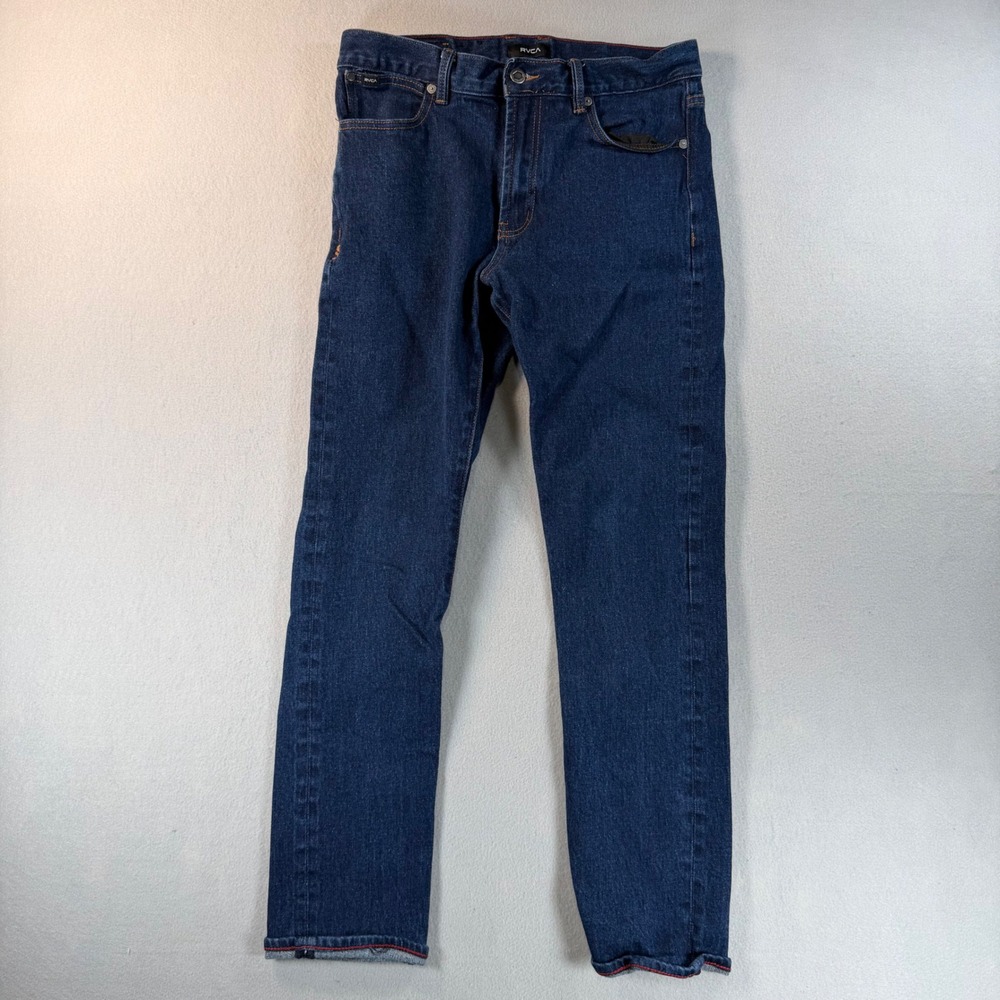 RVCA Week-End Fit Mens Jeans Size 33 Dark Wash Indigo Straight Leg Denim